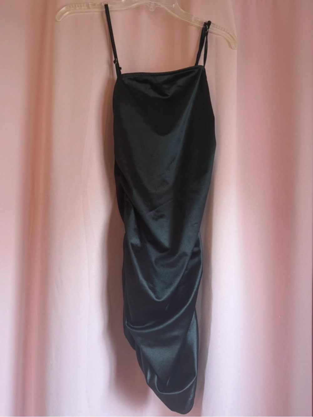 Forever 21 Black Satin Midi Slip Dress